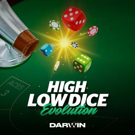 High Low Dice Evolution logo by Darwin Gaming at Win casino